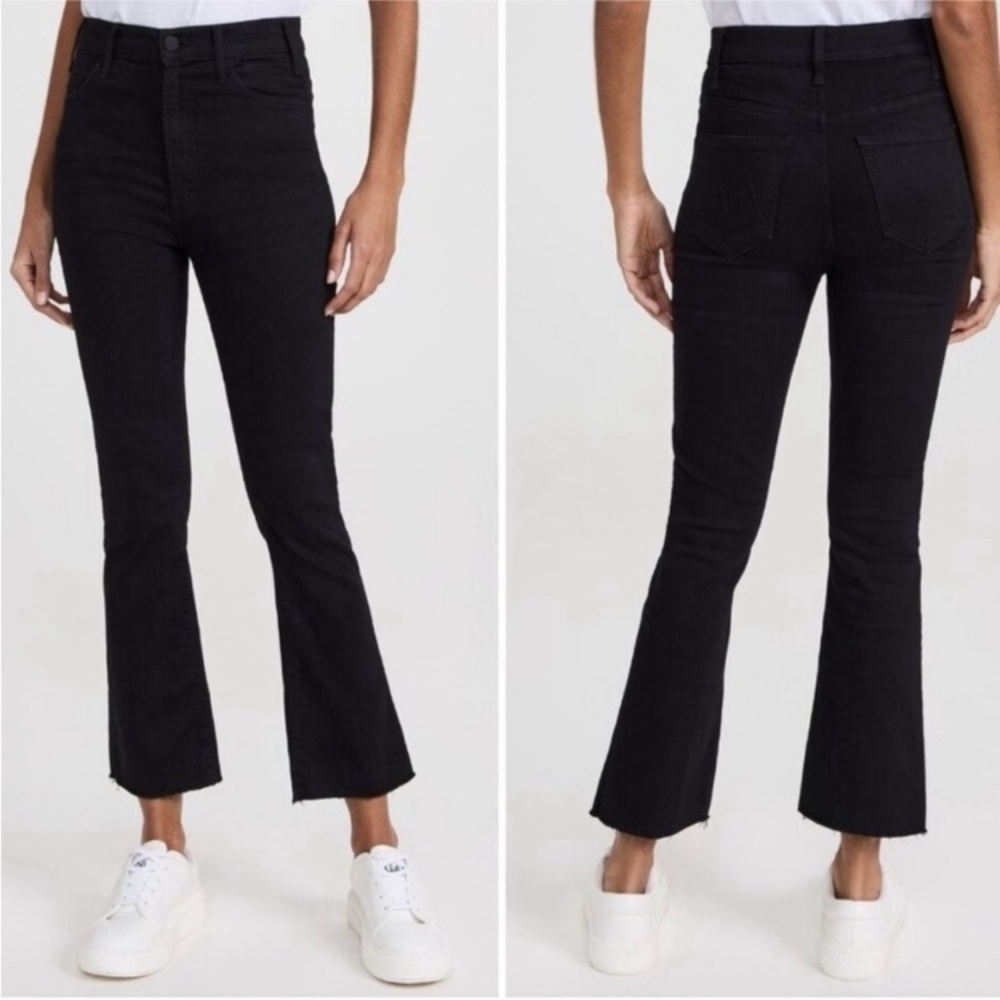 MOTHER The Hustler Ankle Fray Jeans Size 28 Black Not Guilty